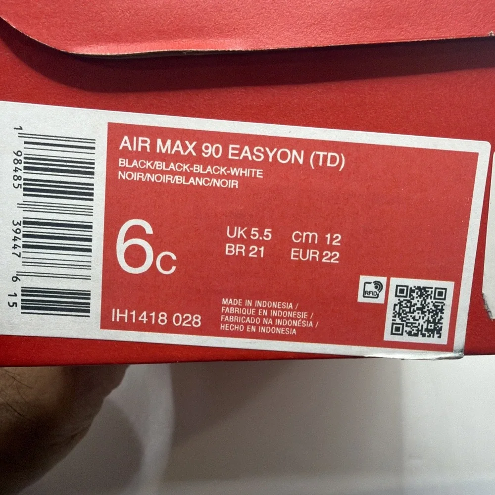 Nike Air Max 90 Easy On Toddler Size 6c Black Athletic Walking Shoes